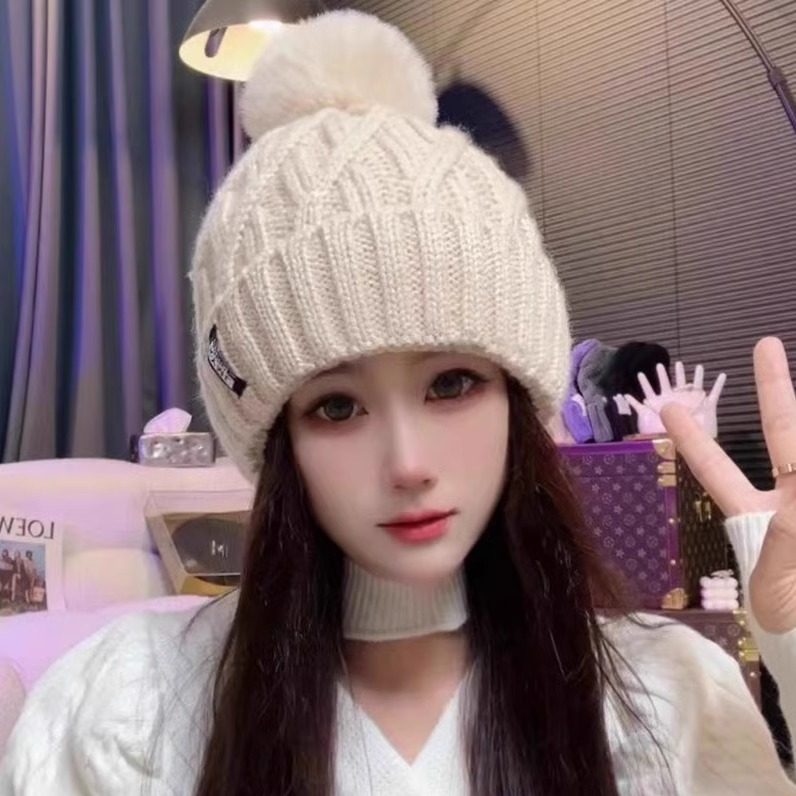 2026新款亮片毛球针织毛线帽子女秋冬季加绒加厚骑车保暖套头冷帽,淘宝优惠券,粉丝福利购,淘宝优惠卷