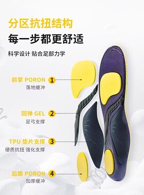 【翰皇】运动鞋垫足弓支撑防臭吸汗缓震扁平足跑步专用垫实体同款