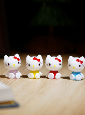 hellokitty手工琉璃玻璃小摆件可爱迷你KT哈喽凯蒂工位桌面装饰品