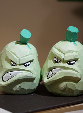 凶狠窝瓜手工木雕小摆件