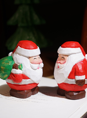 圣诞老爷爷手工木雕小摆件