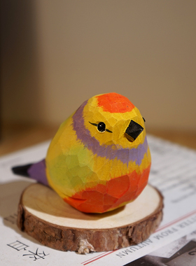 相思鸟手工木雕小鸟摆件