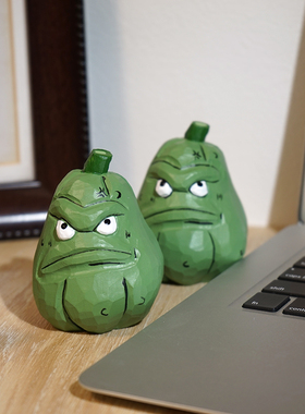 “稳住！”窝瓜手工木雕小摆件