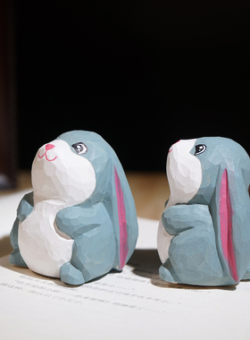 彼得兔手工木雕小摆件