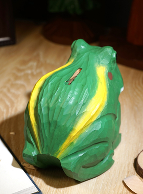 青蛙手工木雕存钱罐零钱硬币储存创意可爱实用桌面摆件小孩子礼物