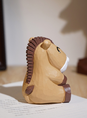 “好运小马”手工木雕小摆件