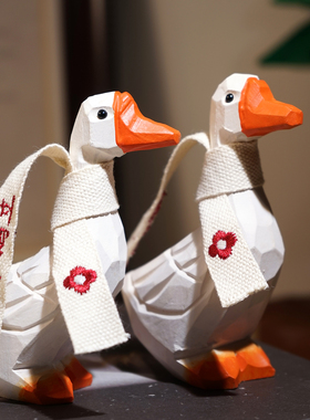 “三十鹅立”好运大白鹅手工木雕