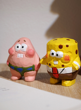 海绵宝宝派大星手工木雕小摆件