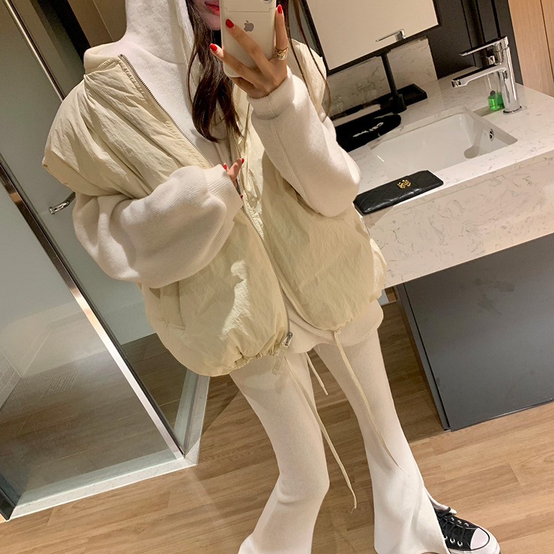 韩国东大门2024冬装时尚宽松无袖面包服羽绒棉衣外套女保暖马甲 - 图0