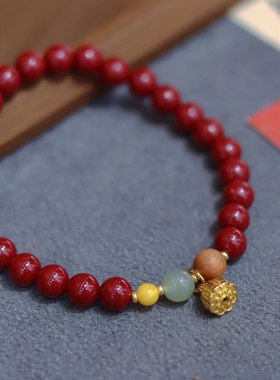 刘宇宁同款天然朱砂多圈好运手链紫金砂原矿石念珠女手串