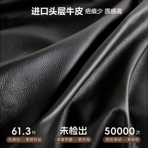 全友家居中古风魔方皮床1米8双人床意式多功能华夫格黑色真皮床 - 图2