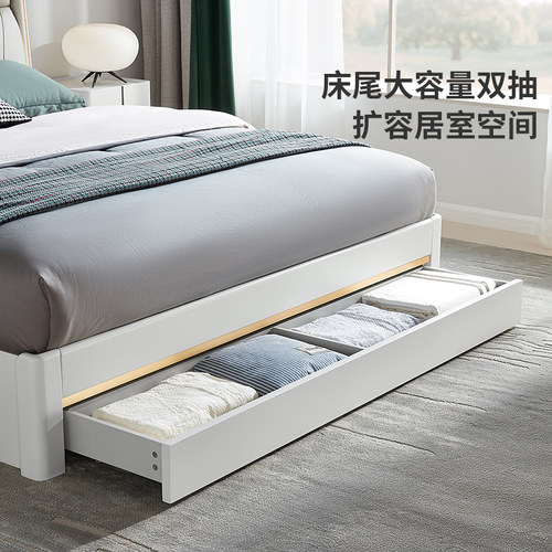 全友家居简约现代科技布艺床主卧室家具储物落地多功能双人软包床 - 图2