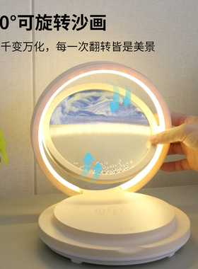 高端3d立体流沙画大灯光桌面摆件创意沙漏客厅电视酒柜办公室礼物