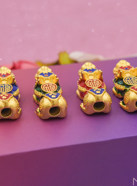 diy彩色福字仿黄金皮丘配件手链