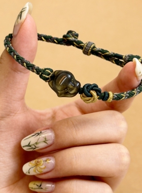 金曜石狐狸手工编织新中式复古民族风曼荼罗结轻奢古风手链饰品