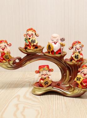 五福财神爷摆件办公室装饰品