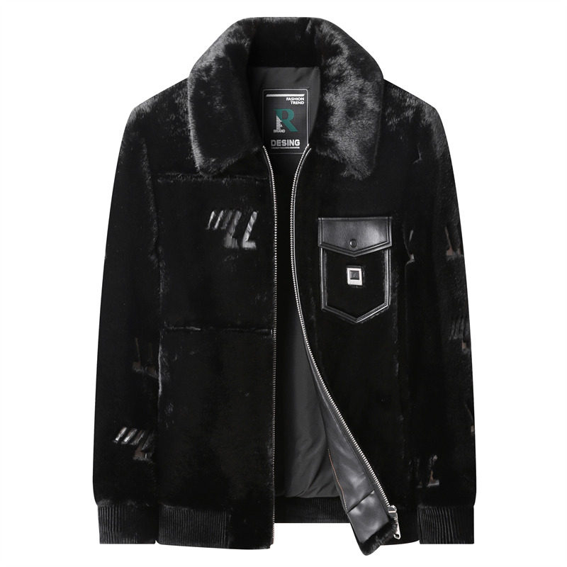 哥宾尼男士仿水貂毛皮草外套冬季加厚保暖翻领拉链金貂绒夹克商务,淘宝优惠券,粉丝福利购,淘宝优惠卷