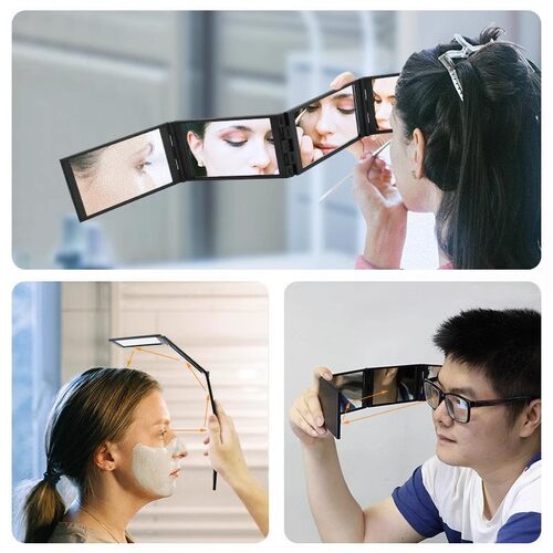 可折叠四面镜子自己理发可以看到后脑勺便携化妆镜随身携带后视镜 - 图1
