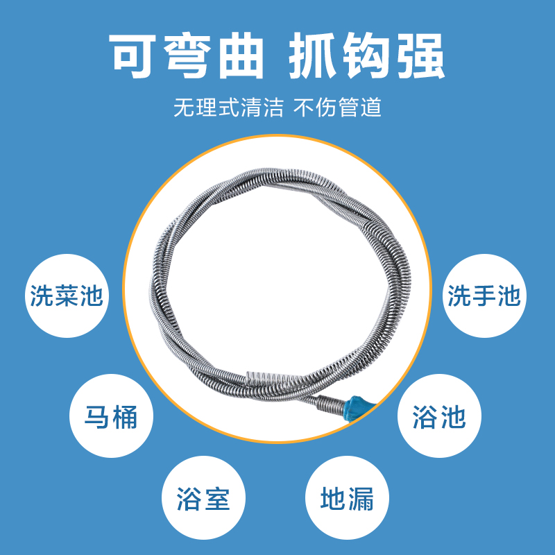 通下水道疏通器管道马桶厕所地漏厨房家用多功能神器手摇堵塞工具 - 图0