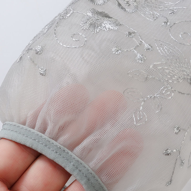 袖套女2023新款办公室上班工作短护袖冬季羽绒服白色透明蕾丝套袖 - 图2