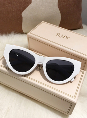 y2k网红款白色猫眼墨镜个性