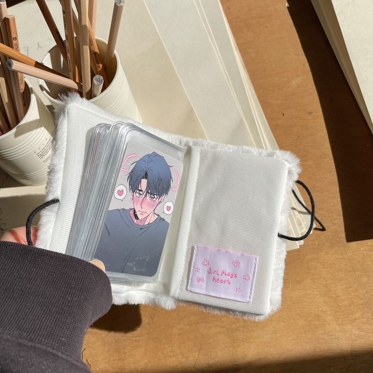 少女玩心原创粉色圣诞树毛绒卡册一宫格单页拍立得相册小卡收纳册 - 图0