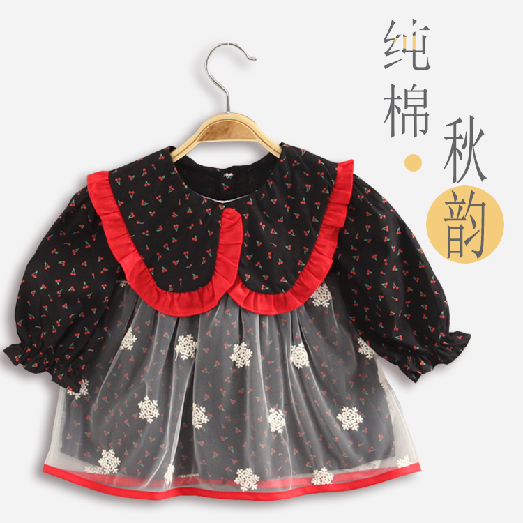 Eating princess dress autumn and winter painting pure cotton children's blouse