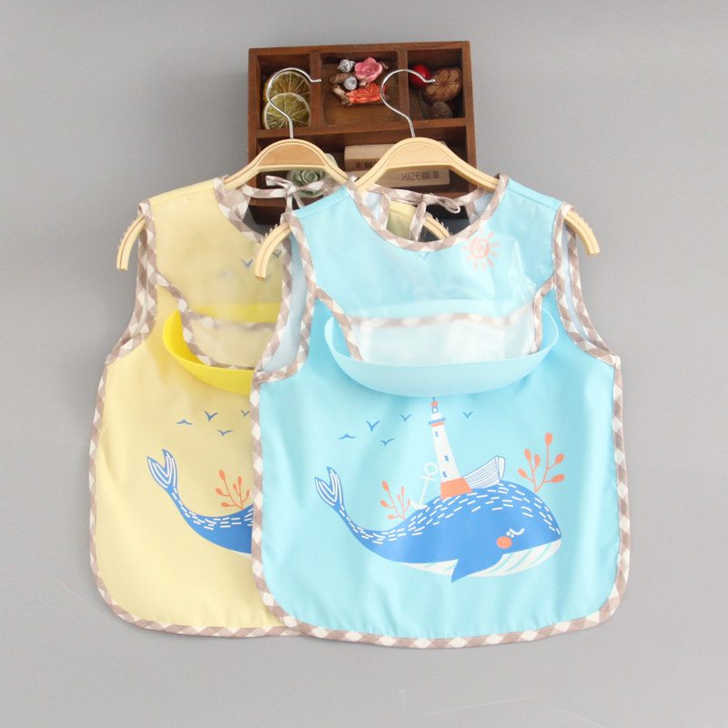 卡通宝宝吃饭围兜小孩罩衣防水口水巾无袖围裙春夏薄款婴儿童饭兜,淘宝优惠券,粉丝福利购,淘宝优惠卷