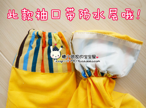 秋冬灯芯绒儿童罩衣防脏袖口也防水纯棉婴儿围兜宝宝反穿衣画画衣 - 图2