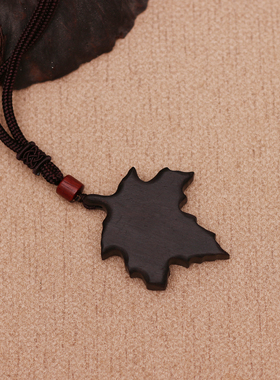 中国风檀木枫叶项链毛衣链