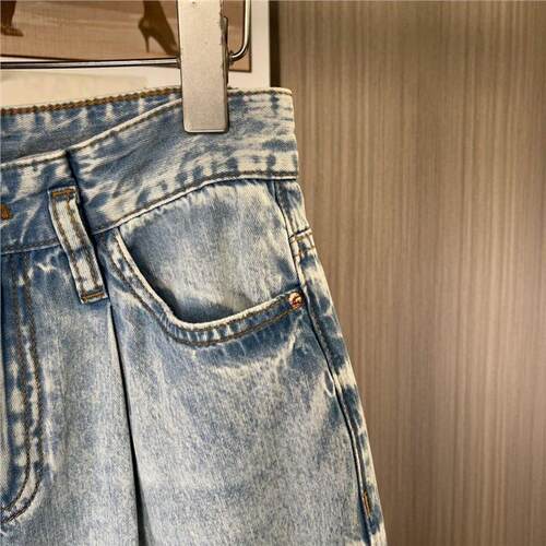 9002品牌撤柜ATU新款高腰牛仔裤宽松直筒显瘦九分萝卜哈伦裤老爹 - 图1