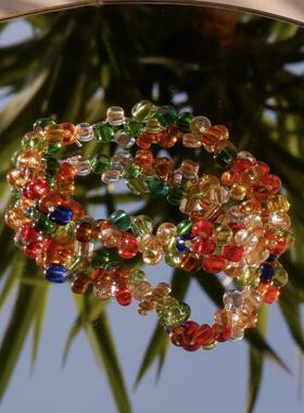 手作串珠花朵玻璃小众不撞款手链