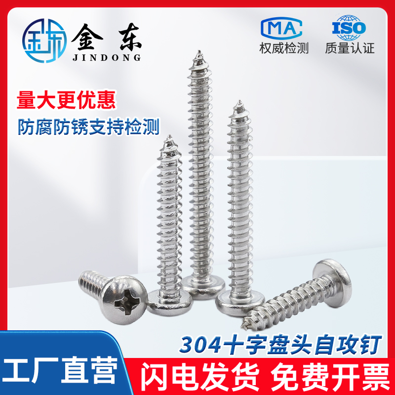 304不锈钢GB845十字槽盘头自攻螺钉加长粗牙半圆头木螺丝M2-M6 - 图0