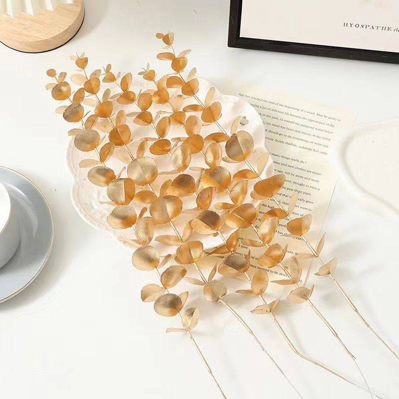 金色尤加利叶仿真花新年客厅婚房福桶装饰摆件插花金叶子家居装饰,淘宝优惠券,粉丝福利购,淘宝优惠卷