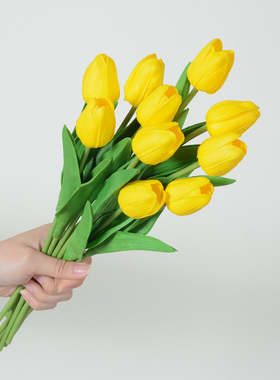 手感保湿pu迷你郁金香仿真花假花婚庆花艺装饰家居造景摆件