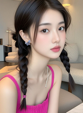 雾霾蓝色板材蝴蝶锆石耳钉