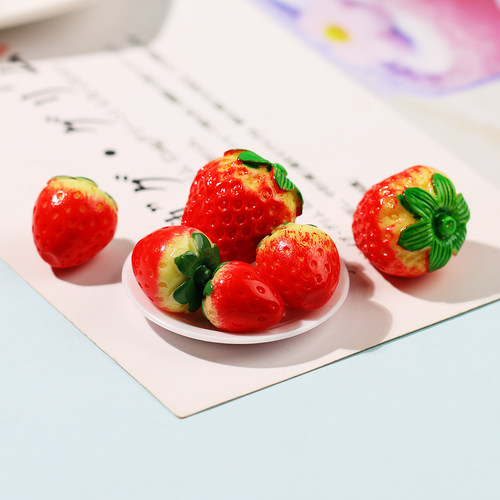 仿真草莓合集奶油胶手机壳树脂饰品小配件diy材料包手工自制滴胶 - 图0