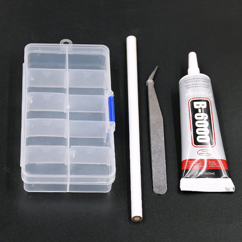 B6000胶水镊子点钻笔美工刀三角盘手机壳贴钻DIY工具材料包套餐 - 图0