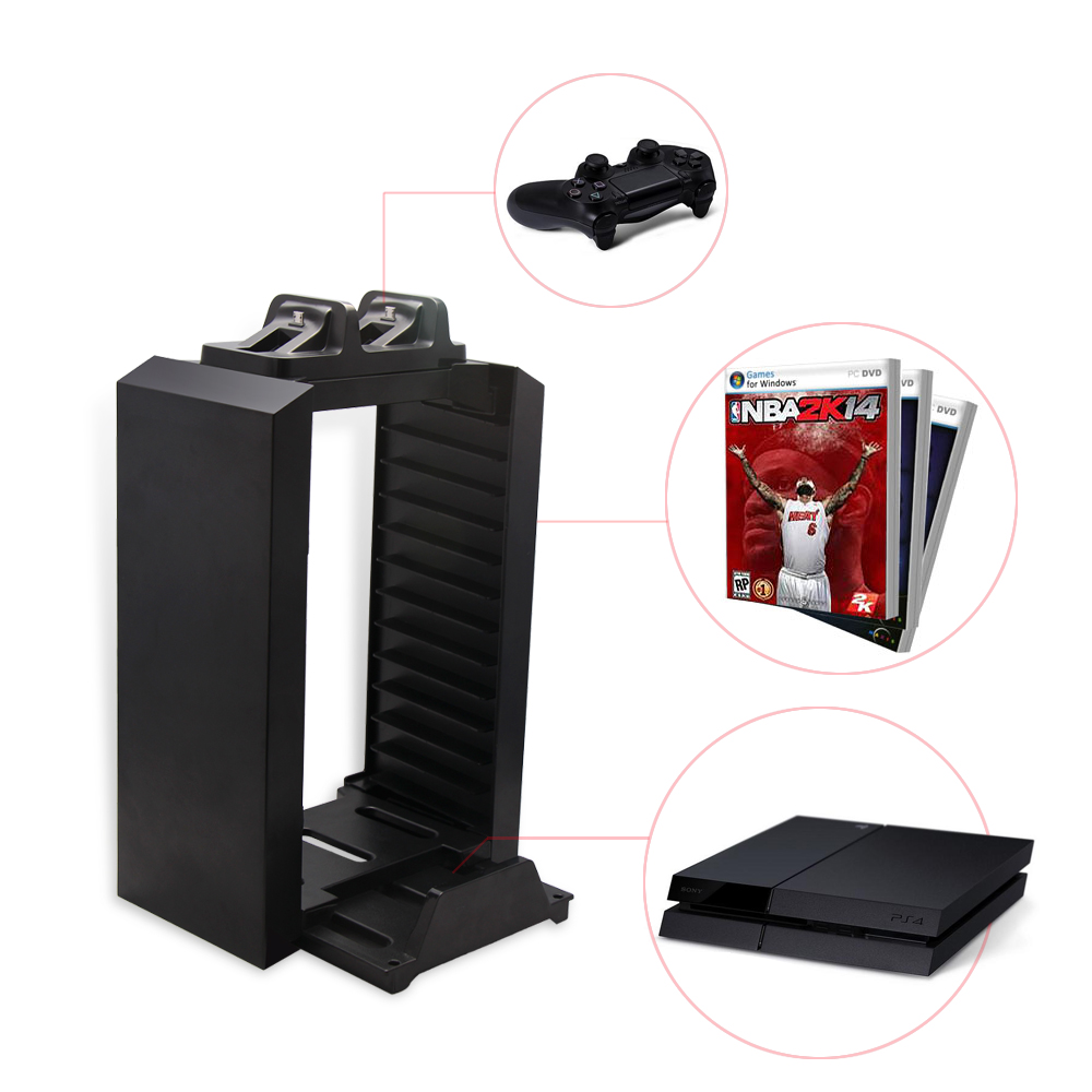 DOBE正品PS4主机支架PS4slim收纳架散热风扇PS4 PRO大容量摆物架-图1