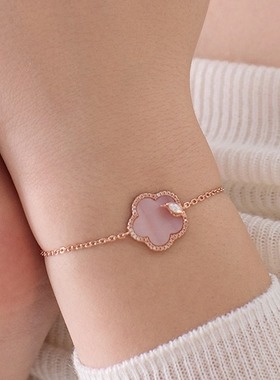 GTM纯银镶嵌樱花水滴手链个性