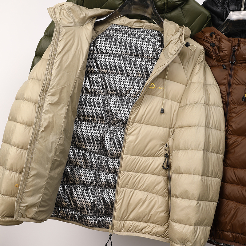 2024新款轻薄连帽羽绒服男款90灰鸭绒保暖夹克情侣款内搭户外外套 - 图1