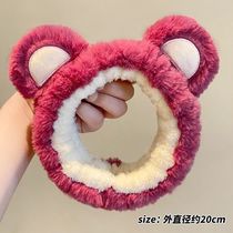 Strawberry bear hair with wash face with widened large head circumference head hoop pet kitty headgear brief wash face bouquet hair with head decoration