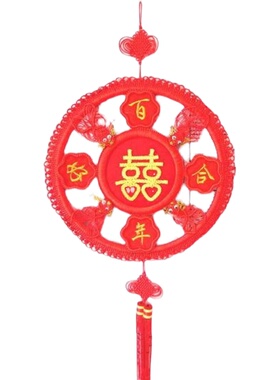 刺绣 精编中国结 大号双喜结 特色工艺品 四鱼送百年好合