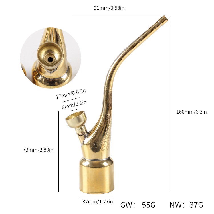 金泰黄铜水烟斗水烟壶水烟袋水烟筒金属老式复古烟嘴卷烟烟丝两用 - 图3