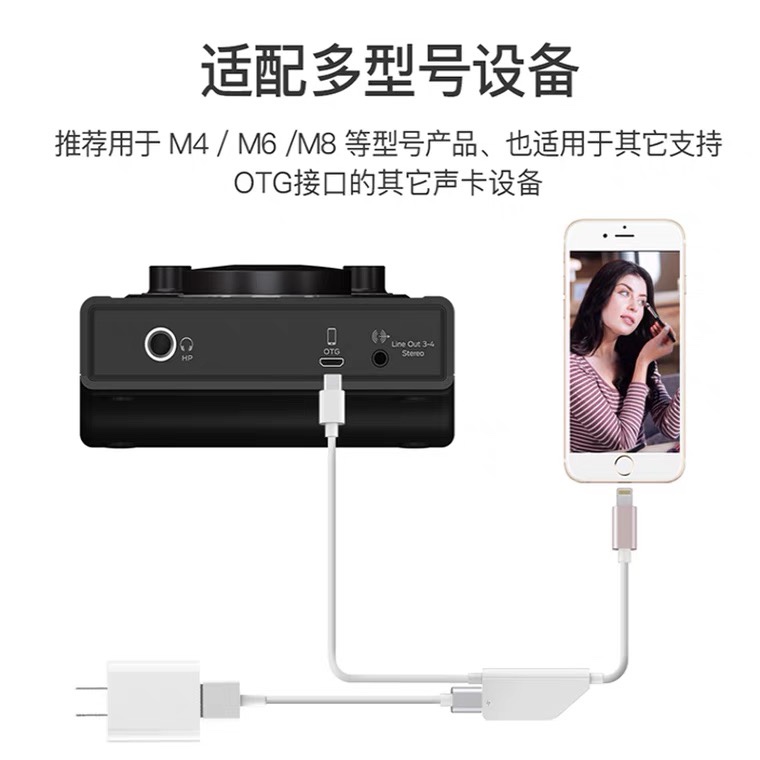 IXI MEGA声卡M8新款m2plus手机OTG线适用于苹果15无损直播边充电-图0