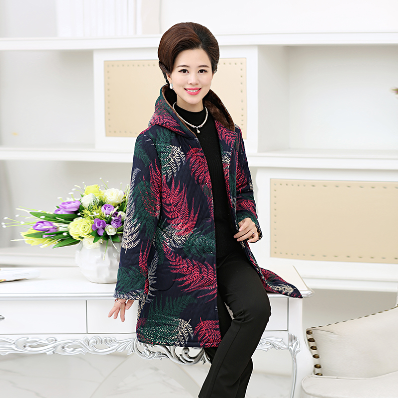 中老年棉衣女中长款妈妈装棉服老人秋冬装加绒加厚连帽棉袄女外套 中老年棉衣女中长款妈妈装棉服老人秋冬装加绒加厚连帽棉袄女外套