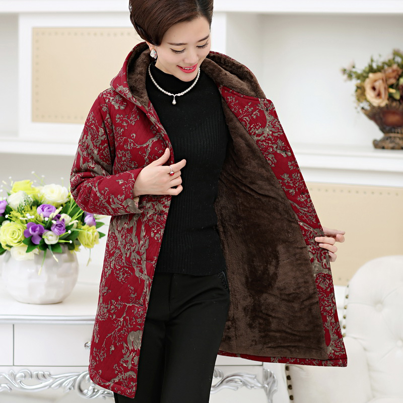 中老年棉衣女中长款妈妈装棉服老人秋冬装加绒加厚连帽棉袄女外套 中老年棉衣女中长款妈妈装棉服老人秋冬装加绒加厚连帽棉袄女外套