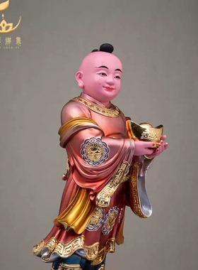 招财进宝童子神像树脂运财童子左右童子护法财神善财桌面摆件