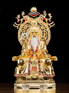 三清道祖神像纯铜家用摆件灵宝道德元始天尊太上老君神像