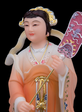 左右宫女汉白玉神像王母娘娘侍从侍俾护法居家小佛堂供奉摆件新品